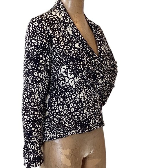 Zara TRF Collection Hi-Low  Hem Surplice V-Neck Faux Wrap Top Sz S Black #21L - Picture 3 of 6